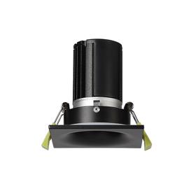 DM201505  Bruve 9 Tridonic powered 9W 2700K 700lm 36° LED Engine;250mA ; CRI>90 LED Engine Matt Black Fixed Square Recessed Downlight; Inner Glass cover; IP65